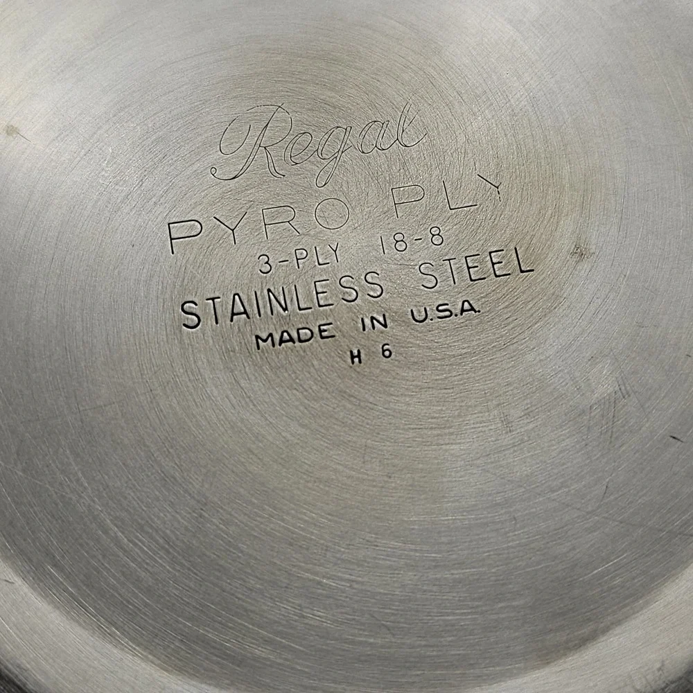Vintage Regal Pyro 3 Ply 18-8 Stainless Steel 5 Qt Stock Pot & Lid Made USA